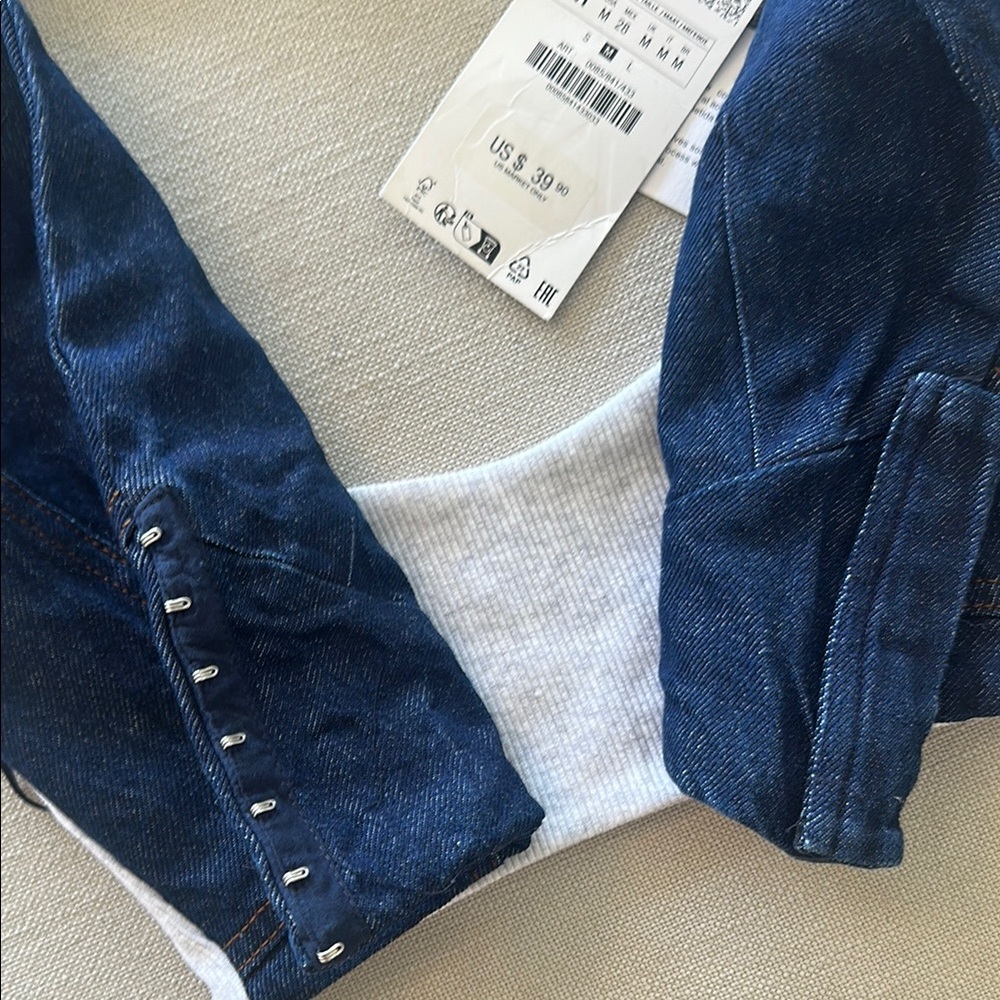 Zara Cream Ribbed Top - Picture 3 of 4